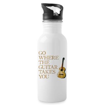 Gitarren Weg - Trinkflasche mit integriertem Trinkhalm - Weiß - Rechts
