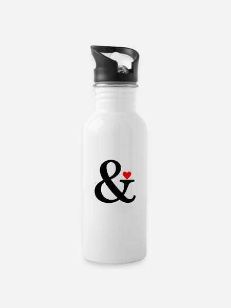Ampersand Heart - Et Sign & Love - Gourde avec paille intégrée - blanc