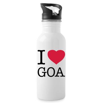 I LOVE GOA Indien - Trinkflasche mit integriertem Trinkhalm - Weiß - Rechts