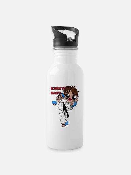 bébé karateka - Gourde avec paille intégrée - blanc