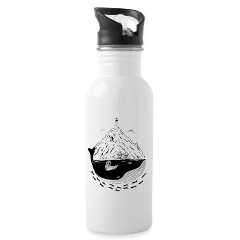 Fjord, Norwegen, Skandinavien, Geschenk - Trinkflasche mit integriertem Trinkhalm - Weiß - Rechts
