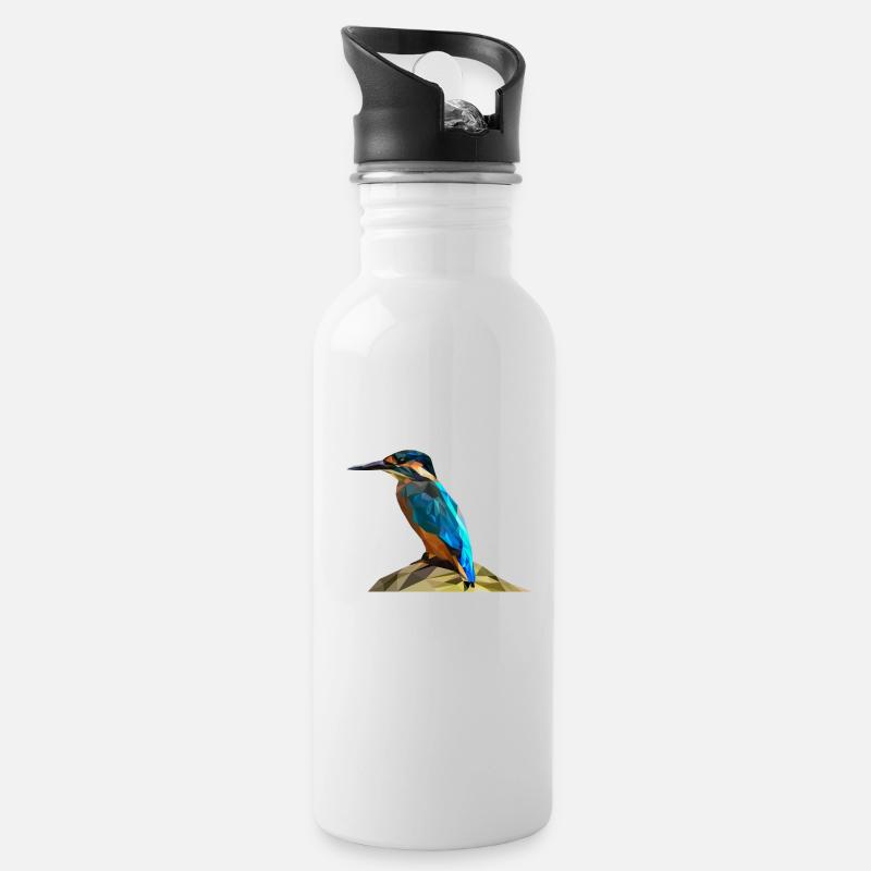 Eisvogel - Trinkflasche mit integriertem Trinkhalm - Weiß