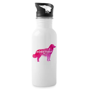 Liebende Australian Shepherd Mama - Trinkflasche mit integriertem Trinkhalm - Weiß - Rechts