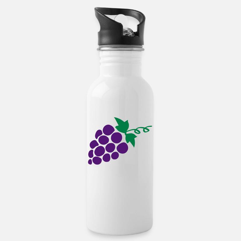 Grapes - Water bottle with straw - white