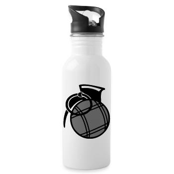 petanque ball grenade - Water bottle with straw - white - Right
