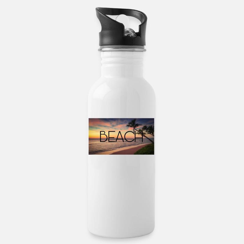 plage - Gourde avec paille intégrée - blanc