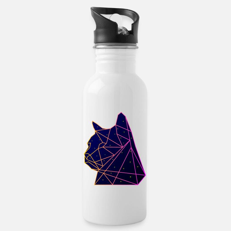 Raum Katze - Trinkflasche mit integriertem Trinkhalm - Weiß