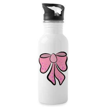 beautiful pink, pink bow, gift idea - Water bottle with straw - white - Right