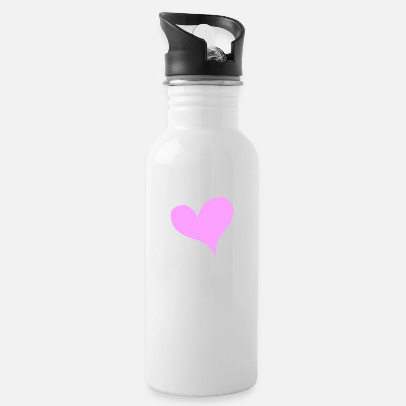 Symbol Herz rosa design trend - Trinkflasche mit integriertem Trinkhalm - Weiß