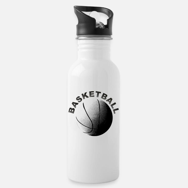 basket-ball - Gourde avec paille intégrée - blanc