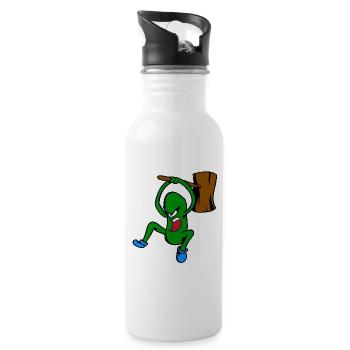 Angry Cucumber - Water bottle with straw - white - Right
