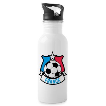 France flag football supporter ecusson7 ba - Water bottle with straw - white - Right