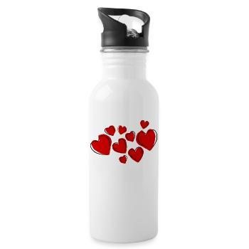 Love, heart for the loved one, sweetheart - Water bottle with straw - white - Right