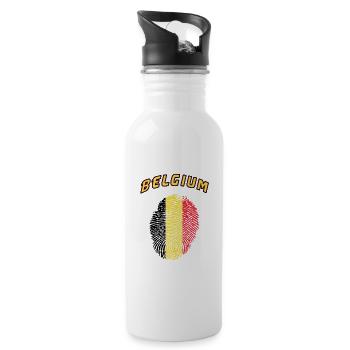 Belgique Empreinte / Drapeau cadeau - Gourde avec paille intégrée - blanc - Droite
