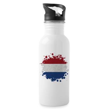 Niederlande Klecks Fleck / Geschenk Flagge Holland - Trinkflasche mit integriertem Trinkhalm - Weiß - Rechts