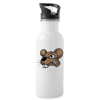 Maus Mäuse Mausi Mäuschen Ratte Nagetier Haustier - Trinkflasche mit integriertem Trinkhalm - Weiß - Rechts