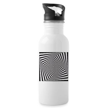 Schwarzes Vortex Tunnel Muster - Trinkflasche mit integriertem Trinkhalm - Weiß - Rechts