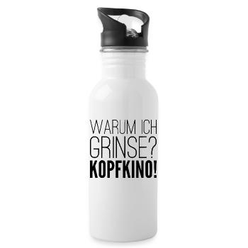Why am I smiling? HEAD KINO! - Water bottle with straw - white - Right