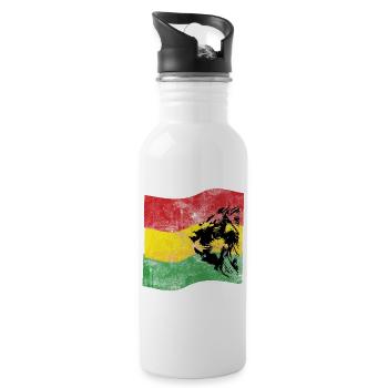 Lion Reggae Flag - Water bottle with straw - white - Right