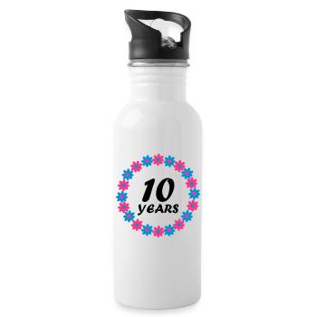 10 ans - Gourde avec paille intégrée - blanc - Droite