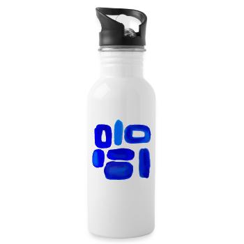 Blue Sky Abstraktes Design - Trinkflasche mit integriertem Trinkhalm - Weiß - Rechts