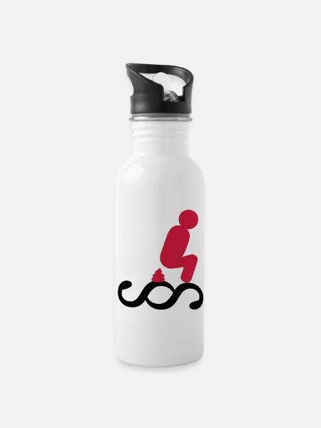Scheiss auf das Gesetz - Trinkflasche mit integriertem Trinkhalm - Weiß