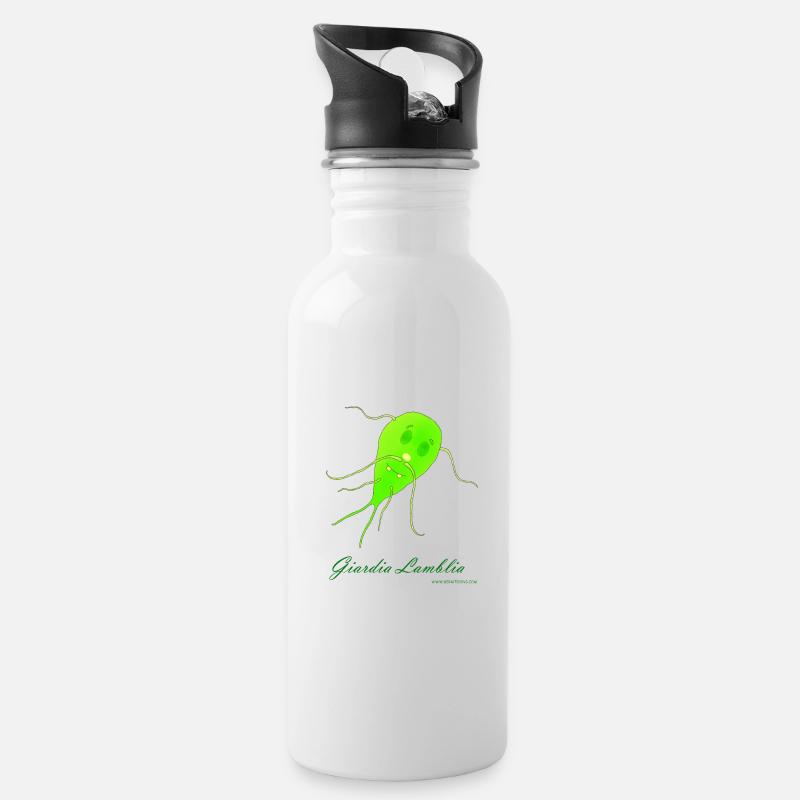 Giardia Lamblia - Trinkflasche mit integriertem Trinkhalm - Weiß