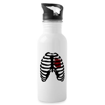 Rib cage Heart - Water bottle with straw - white - Right