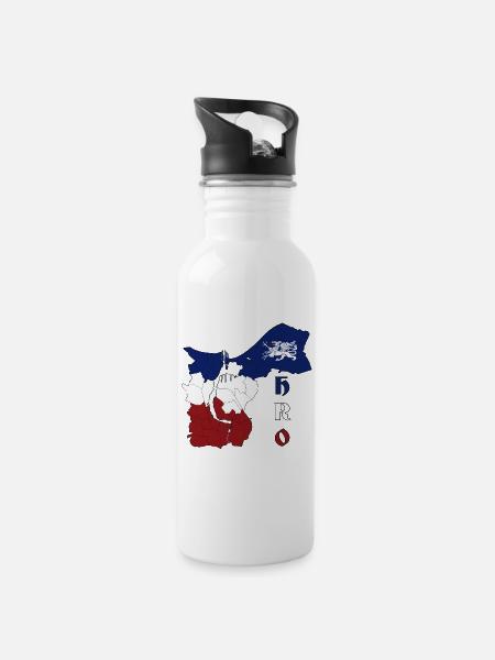 Rostock Umriss HRO - Trinkflasche mit integriertem Trinkhalm - Weiß