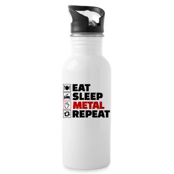 Eat Sleep Metal Repeat - Gourde avec paille intégrée - blanc - Droite