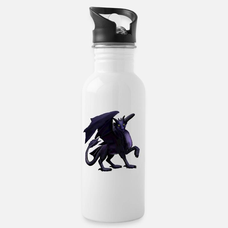 dragon noir - Gourde avec paille intégrée - blanc