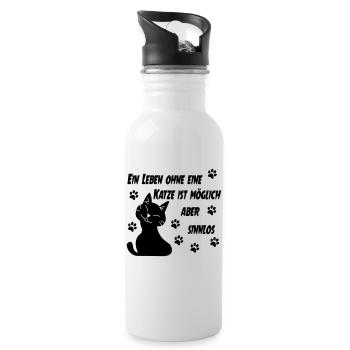 KATZE - KATZE - KATZE - KATZE - Trinkflasche mit integriertem Trinkhalm - Weiß - Rechts