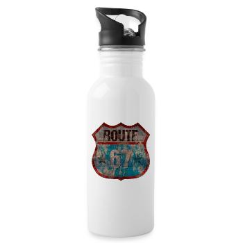 Rustic Route 67 Shield Design - Water bottle with straw - white - Right