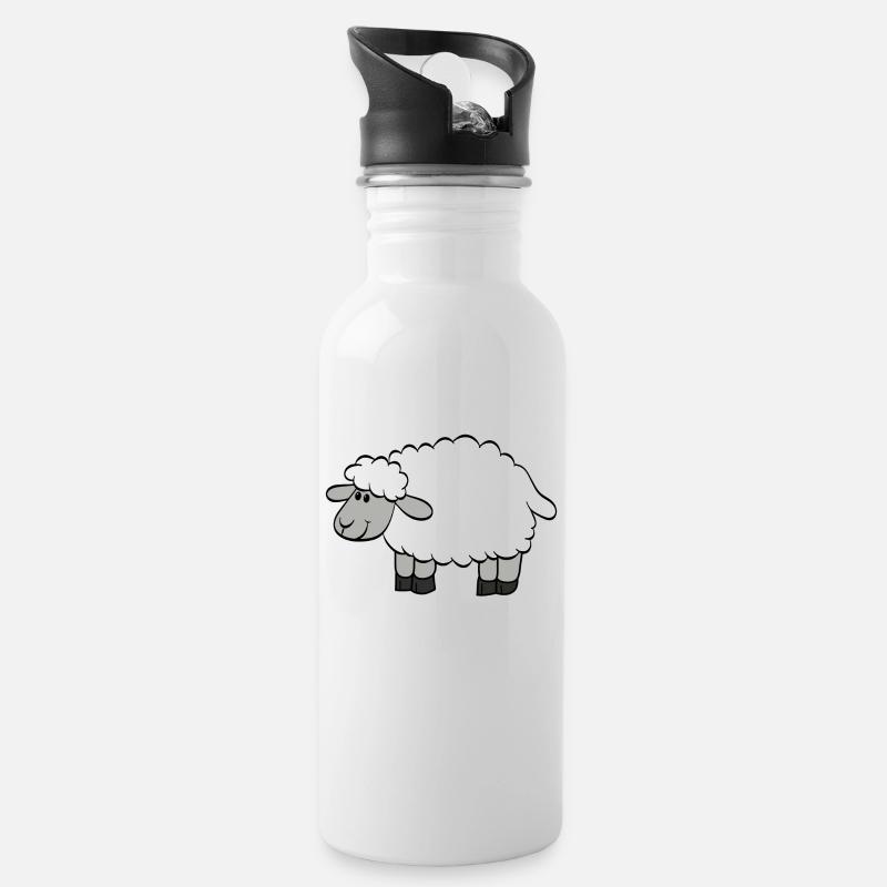 mouton - Gourde avec paille intégrée - blanc