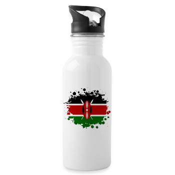 Kenia Klecks / Kenya Geschenk Afrika Mombasa - Trinkflasche mit integriertem Trinkhalm - Weiß - Rechts