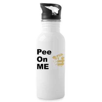 "Pee On Me" New York Hunde Piss mich an - Trinkflasche mit integriertem Trinkhalm - Weiß - Rechts