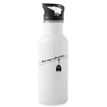 Ski Snowboard Skifahrern Skispringer Geschenk - Trinkflasche mit integriertem Trinkhalm - Weiß - Rechts