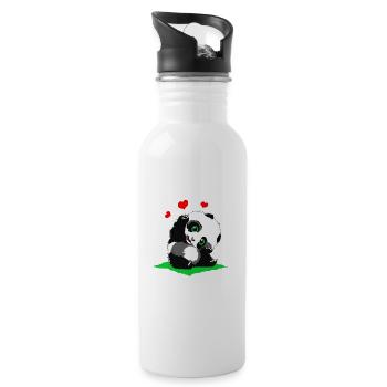 Cuddly panda with hearts - Water bottle with straw - white - Right