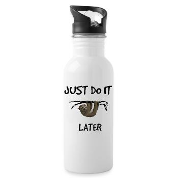 Just do it later - Faultier - Trinkflasche mit integriertem Trinkhalm - Weiß - Rechts