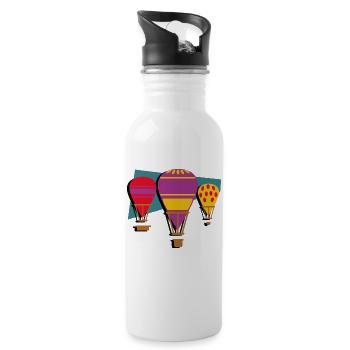Ballonfahrt fliegen im Himmel mit Wolken Shirt - Trinkflasche mit integriertem Trinkhalm - Weiß - Rechts