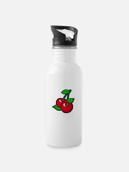 Red Cherries for cherry pickers - Water bottle with straw - white