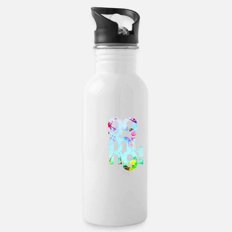 Gamer - Trinkflasche mit integriertem Trinkhalm - Weiß