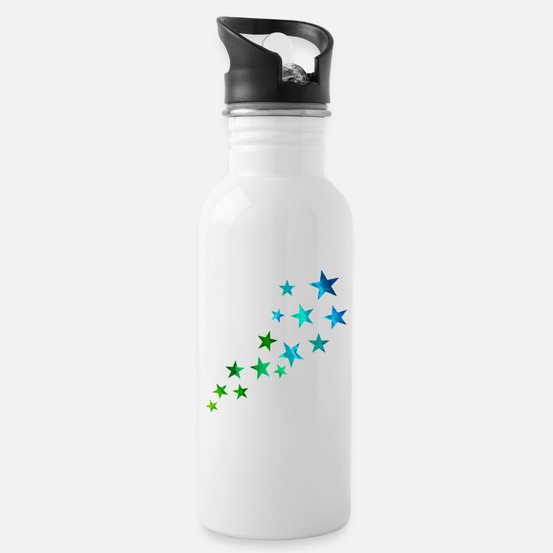 Sternschnuppe - Trinkflasche mit integriertem Trinkhalm - Weiß