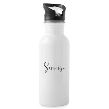 Servus Herz Dekoration Geschenk Gruß - Trinkflasche mit integriertem Trinkhalm - Weiß - Rechts