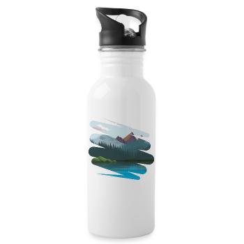 Landscape with even more mountains - Water bottle with straw - white - Right