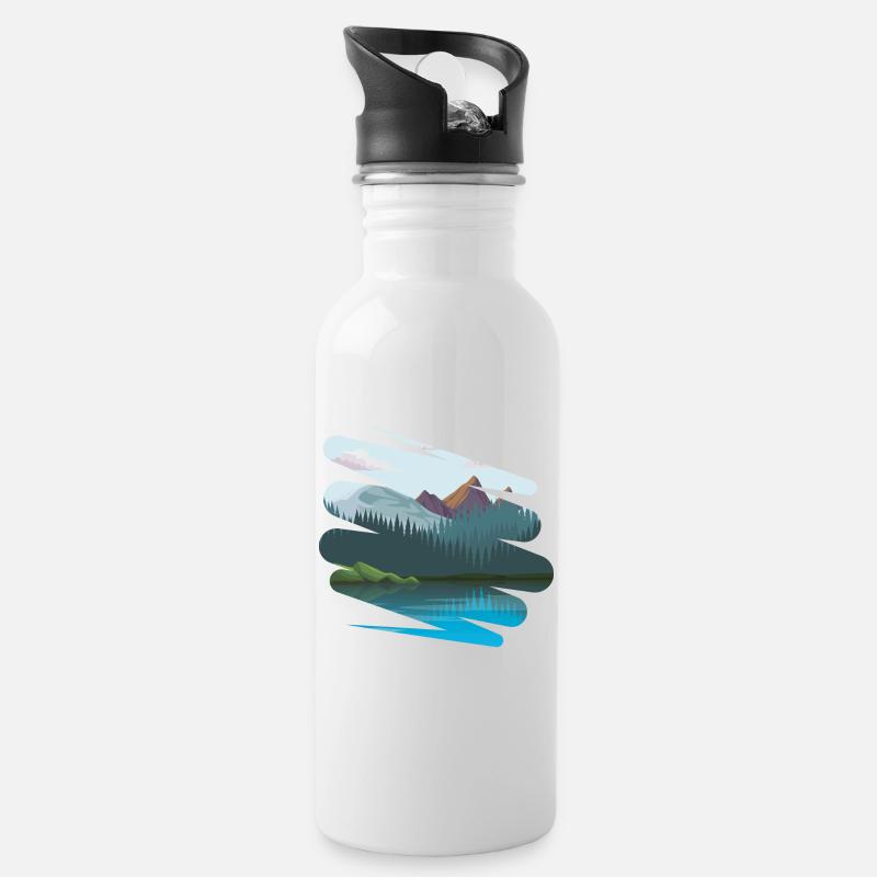 Paysage avec encore plus de montagnes - Gourde avec paille intégrée - blanc