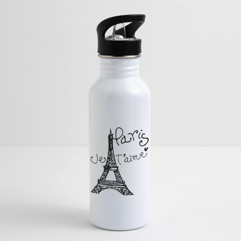 Paris Je T'aime Eiffel tower Water bottle with straw