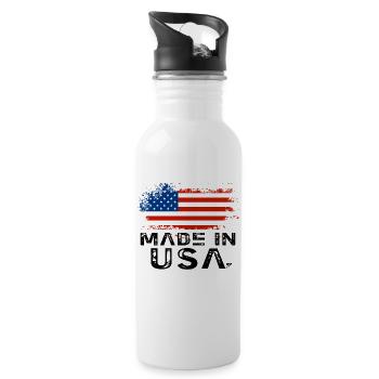 Drapeau Made in USA - Gourde avec paille intégrée - blanc - Droite