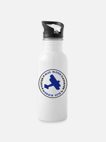 aviator - Water bottle with straw - white