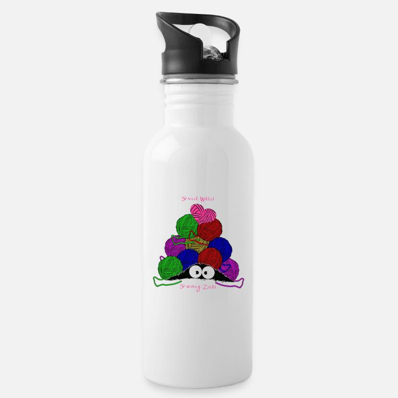 So viel Wolle so wenig Zeit! Garnknäuel witzig - Trinkflasche mit integriertem Trinkhalm - Weiß